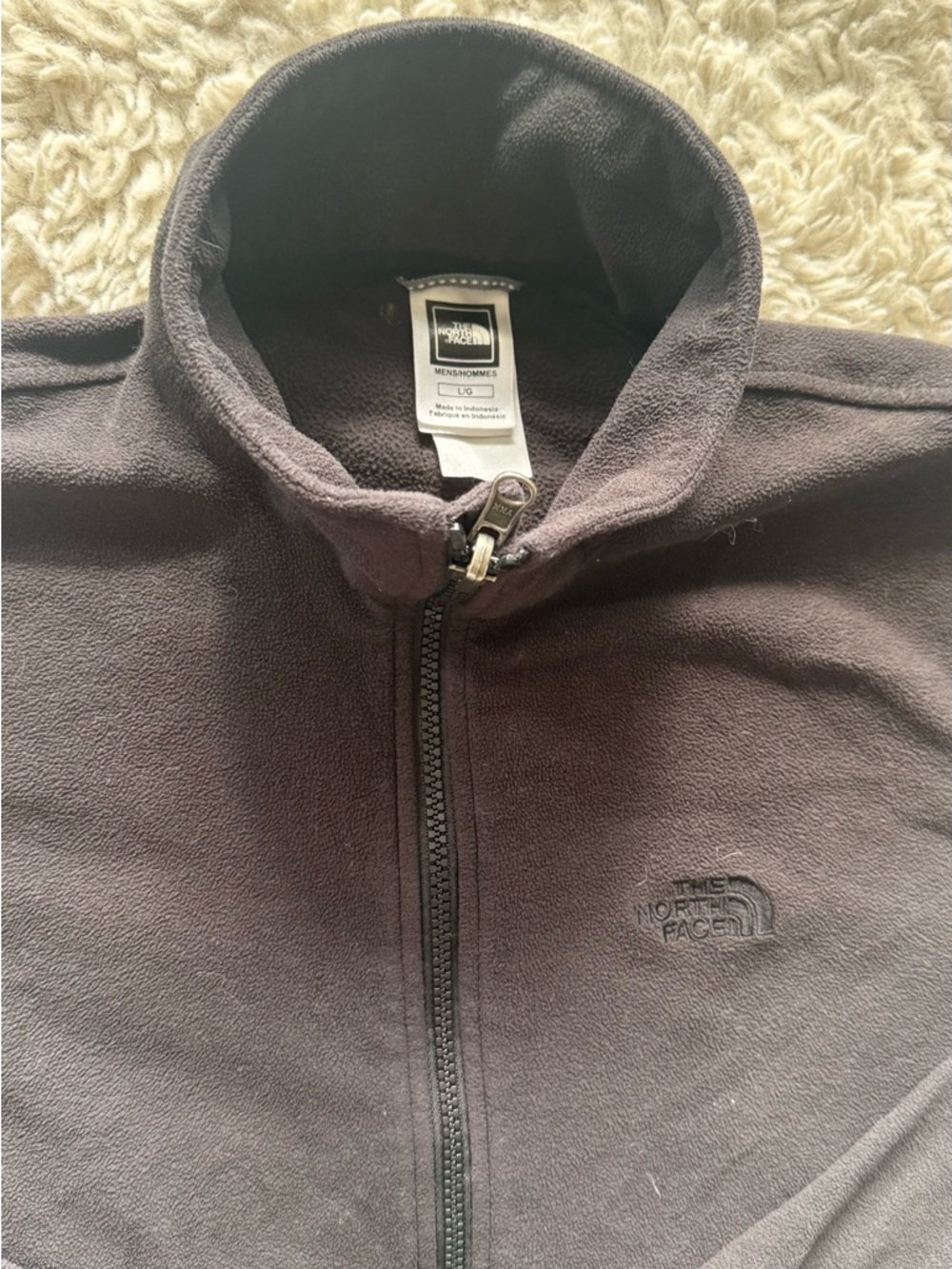 The North Face Mens Large Fleece Jacket Full Zip Black Lightweight Outdoor